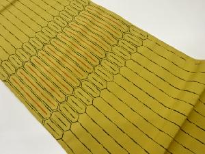 縞に変わり亀甲模様織出し洒落袋帯